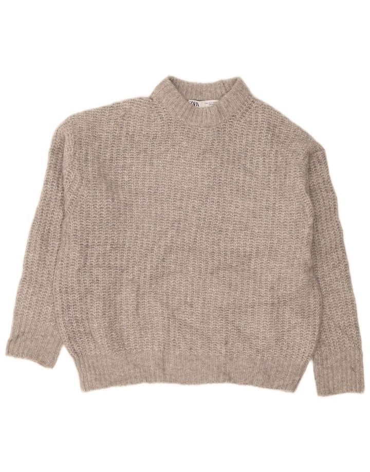 Pulover oversized cu gât țestoasă pentru femei Zara UK 10 Poliester gri mic