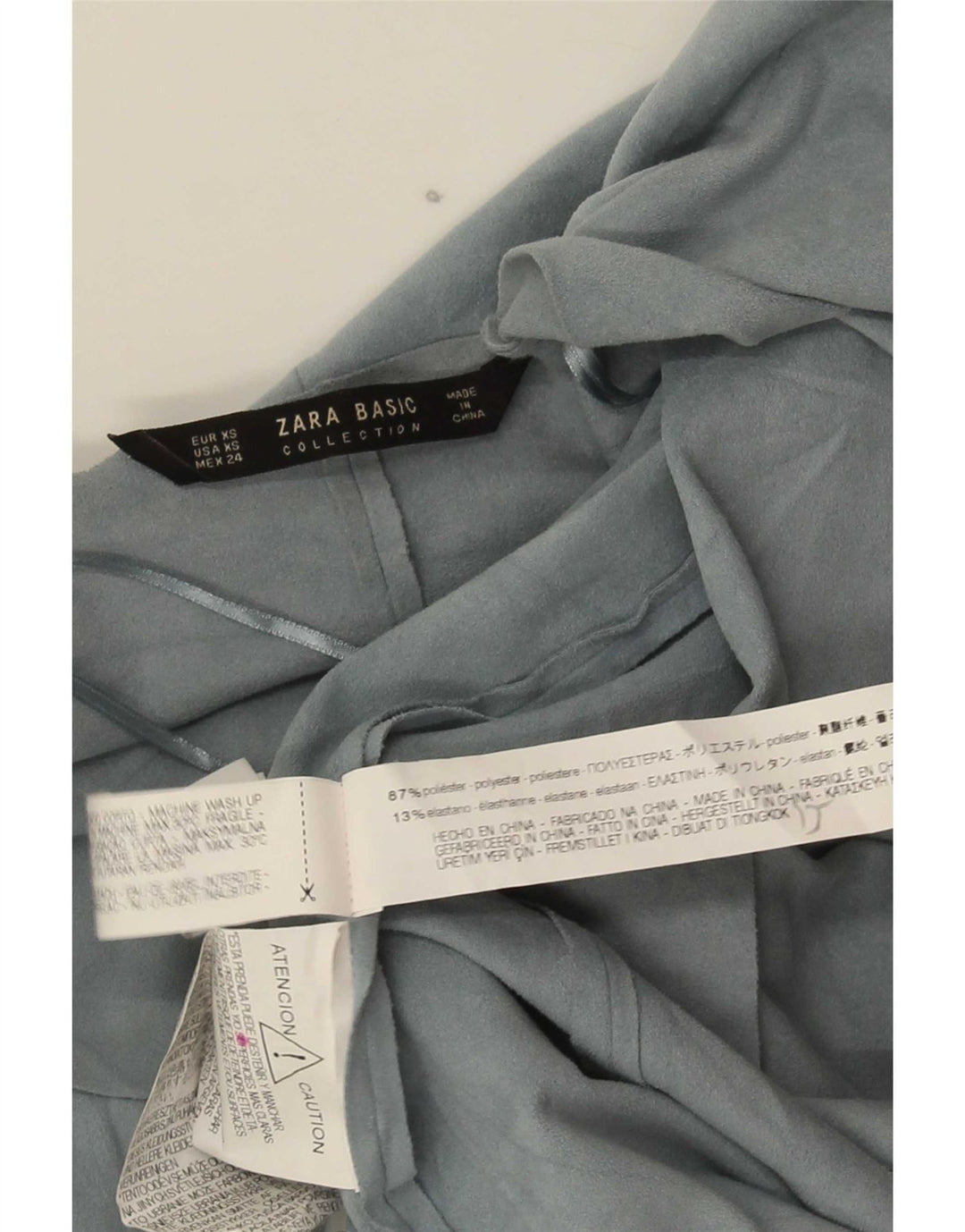 Top cardigan asimetric pentru femei Zara UK 6 XS poliester albastru