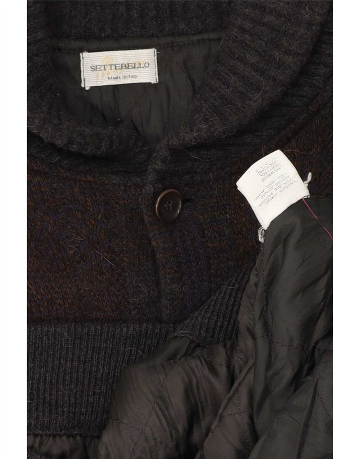 Pulover Cardigan Settebello pentru bărbați, mare, gri acrilic cu carouri