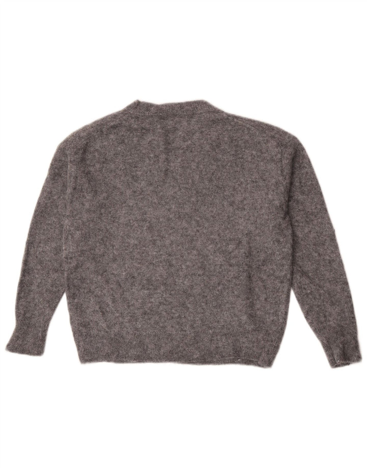 Pulover cu decolteu în V supradimensionat pentru femei Zara UK 10 mic, gri pete