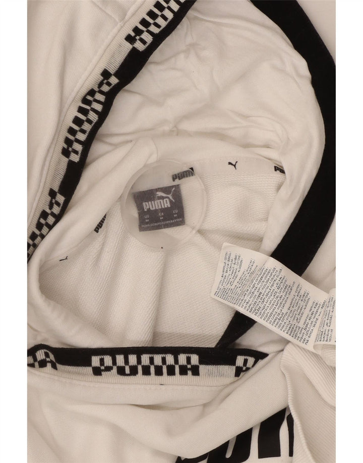 Pulover cu glugă cu grafic PUMA pentru femei UK 14, bumbac alb mediu