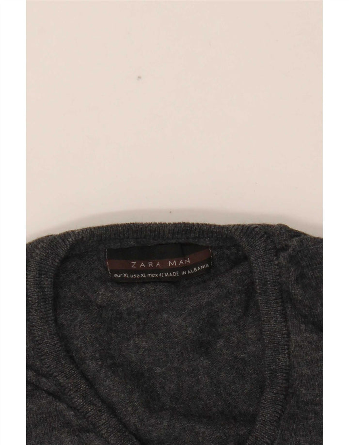 Pulover pentru bărbați Zara, cu decolteu în V, XL, gri