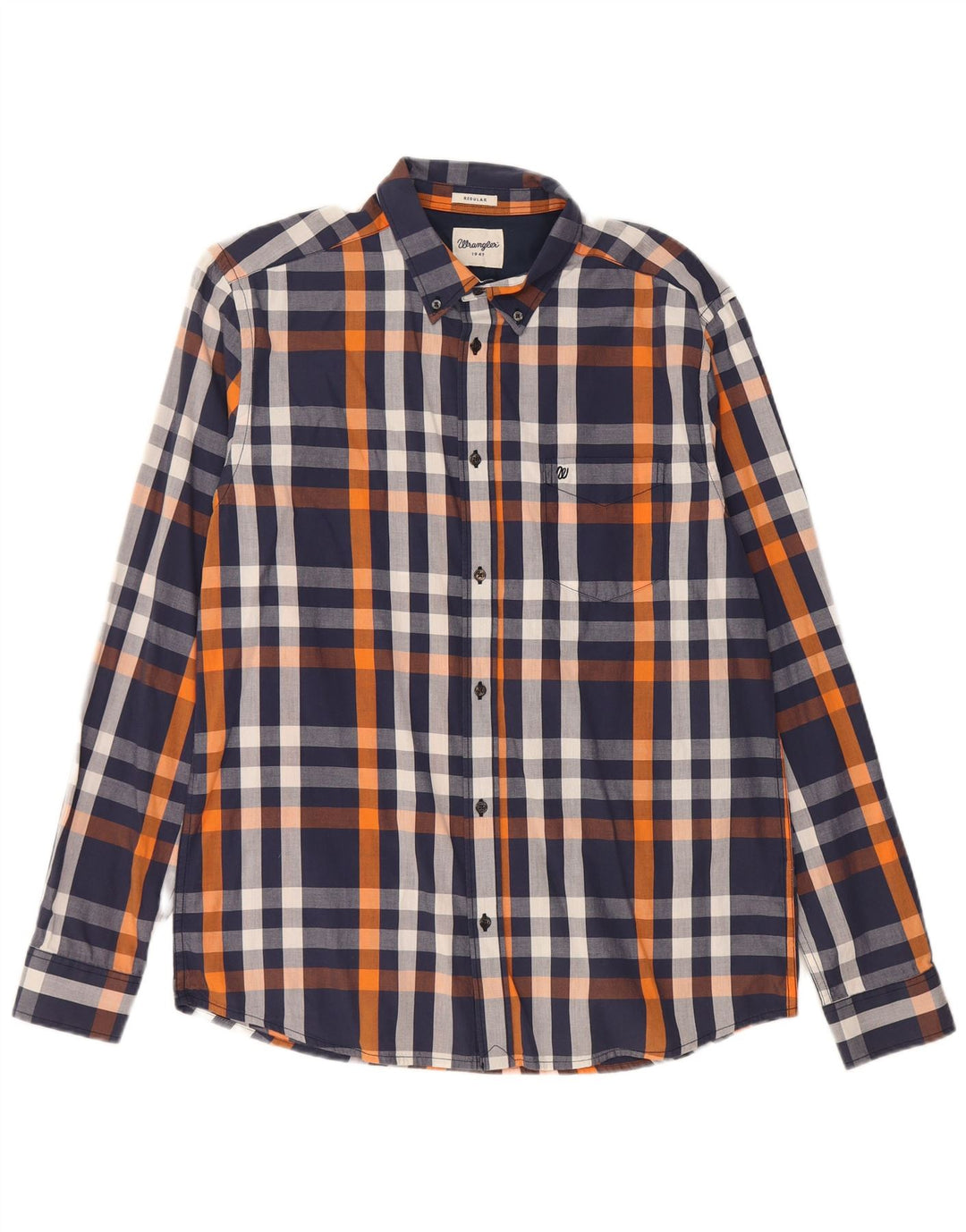 Cămașă pentru bărbați Wrangler, cu formă regulată, din bumbac cu carouri, albastru bleumarin mediu