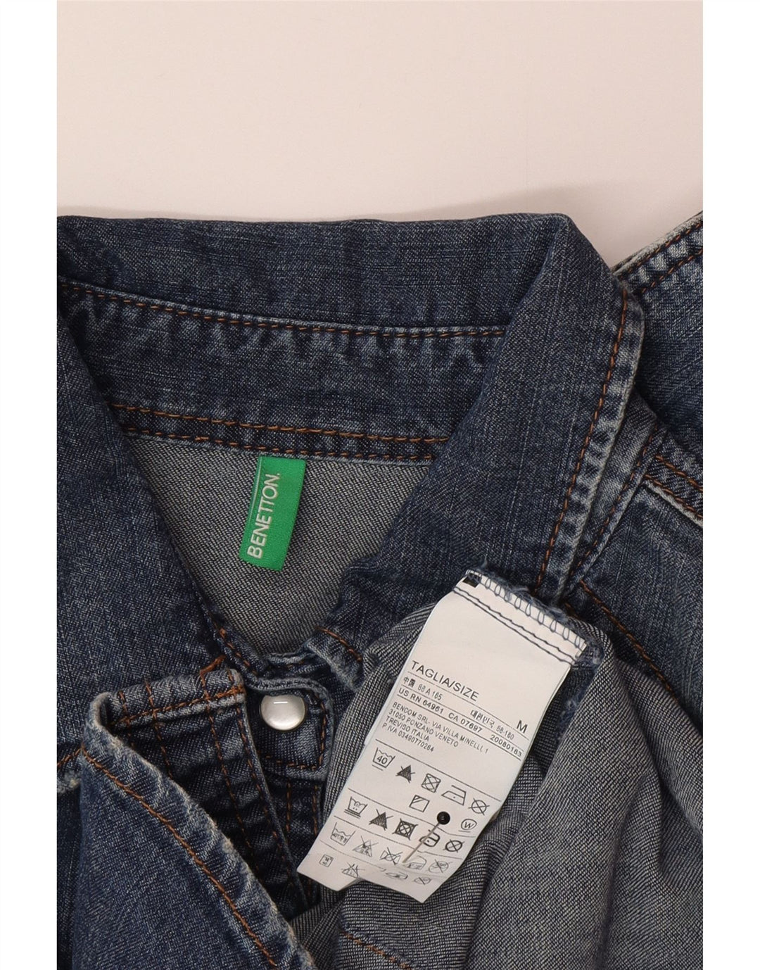 Cămașă de blugi pentru femei Benetton UK 12, bumbac albastru mediu