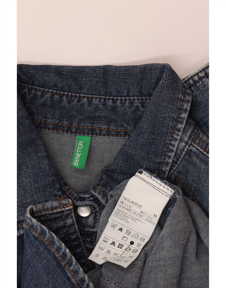 Cămașă de blugi pentru femei Benetton UK 12, bumbac albastru mediu