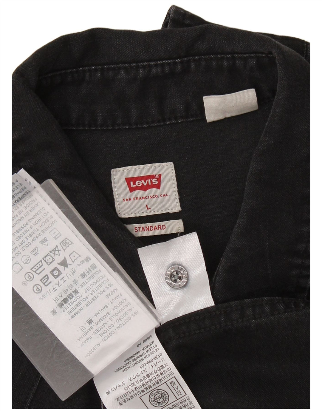 Cămașă de blugi standard pentru bărbați LEVI'S, bumbac negru mare