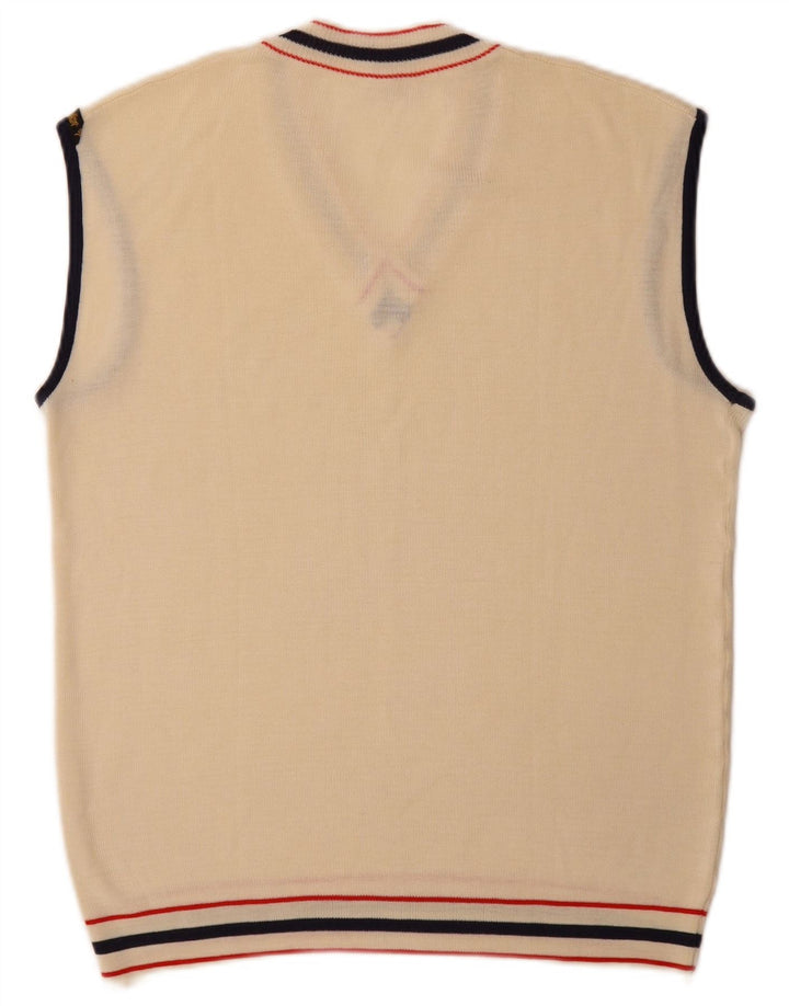 Vintage bărbați Vest Tank Top Mic Bej Acrilic