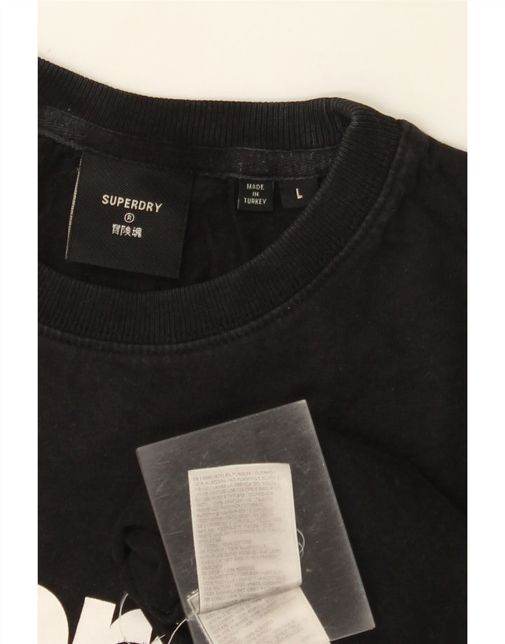 Tricou grafic SUPERDRY pentru femei Top UK 16, mare, negru, bumbac