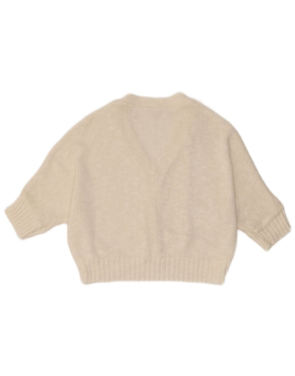 Pulover Vintage pentru femei cu mânecă scurtă cardigan UK 14 Medium White