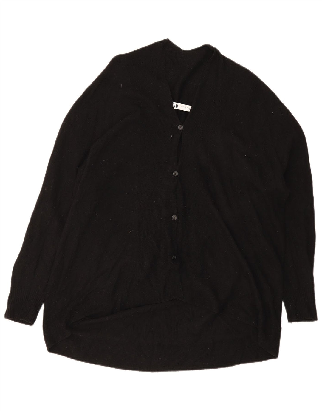 Pulover cardigan supradimensionat pentru femei Zara UK 10 Lână neagră mică