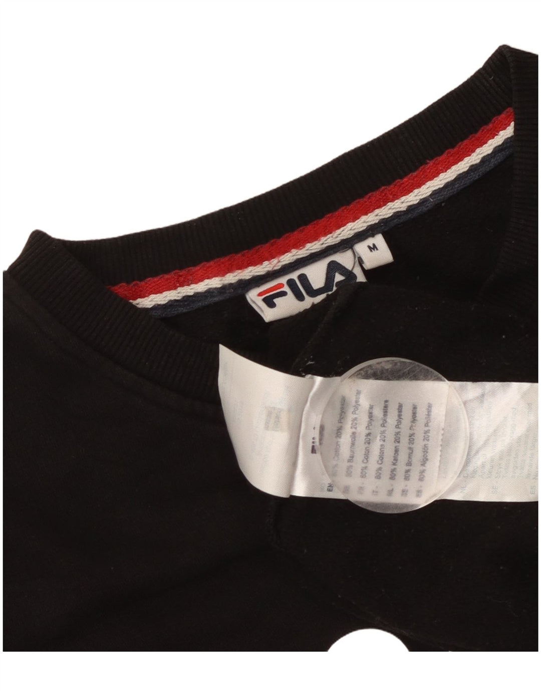 Pulover Fila pentru bărbați cu grafică, bumbac mediu negru