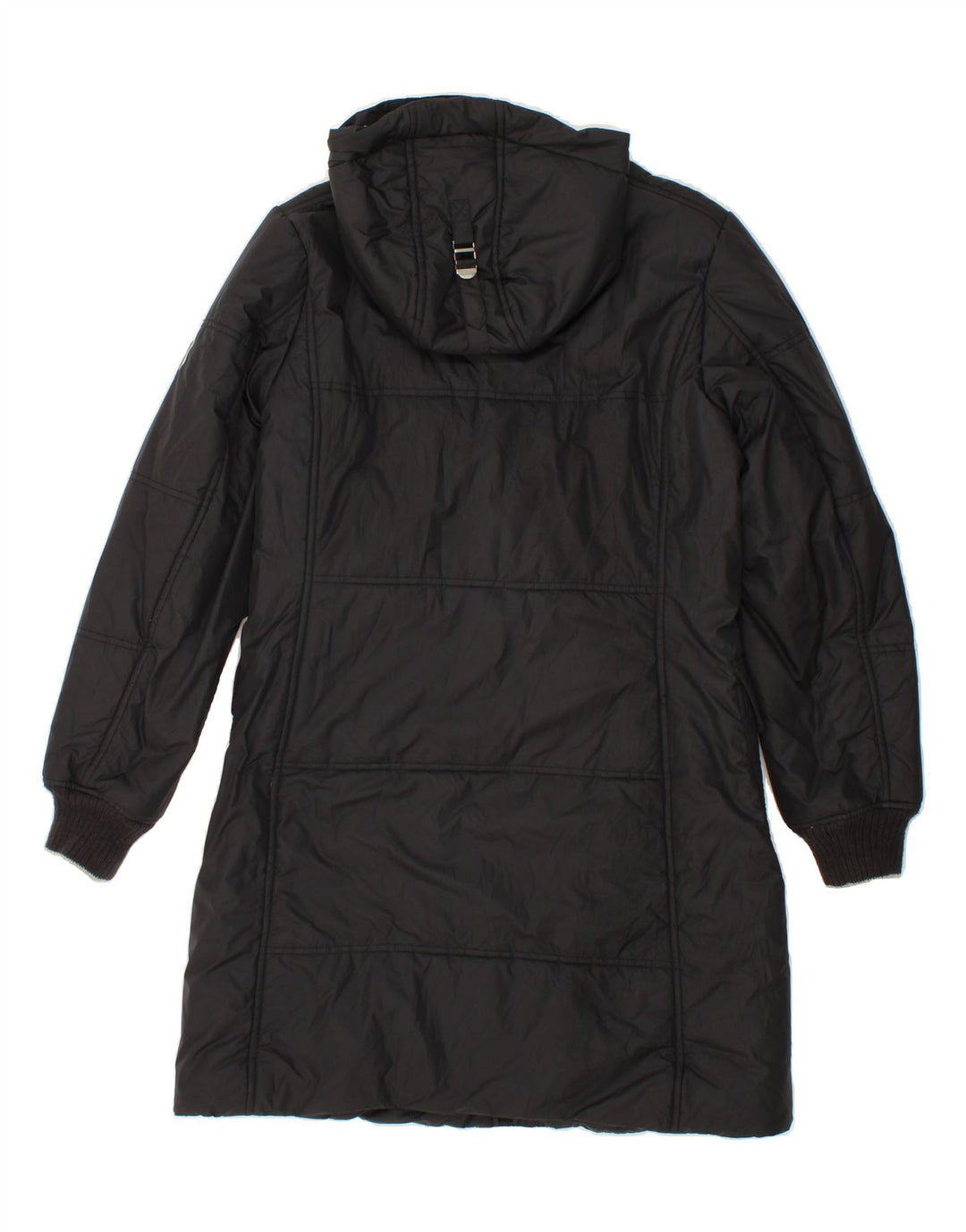 CHAMPION Womens Hooded Padded Coat UK 12 Medium Black Polyester Vintage Champion and Second-Hand Champion from Messina Hembry 