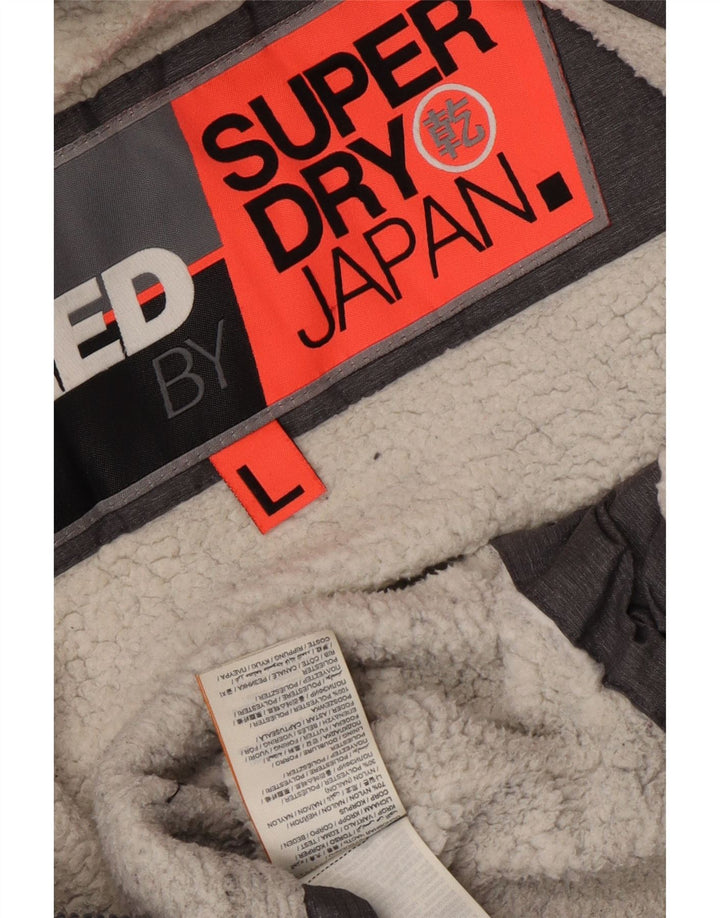 Jachetă Windbreaker pentru femei cu glugă Superdry UK 16 mare nailon gri