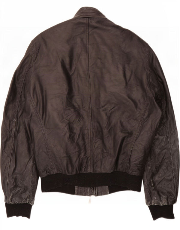 Jachetă Biker din piele Hogan pentru femei UK 12 Medium Black