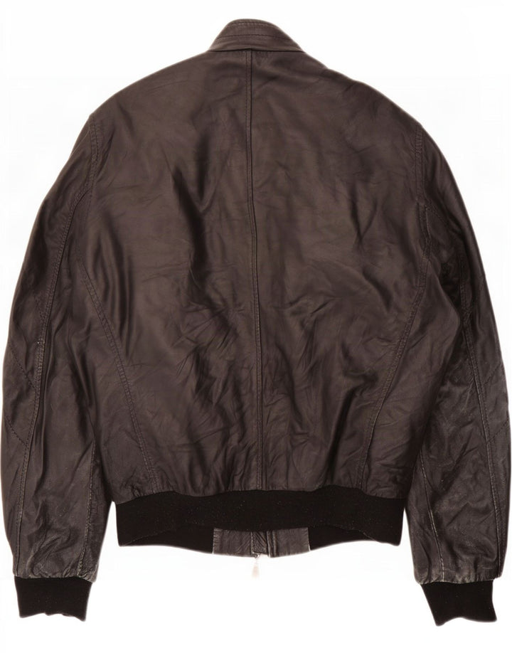 Jachetă Biker din piele Hogan pentru femei UK 12 Medium Black