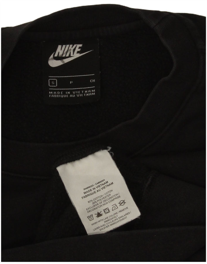 Hanorac Nike pentru bărbați, cu tăiere lejeră, pulover mic, negru, bumbac