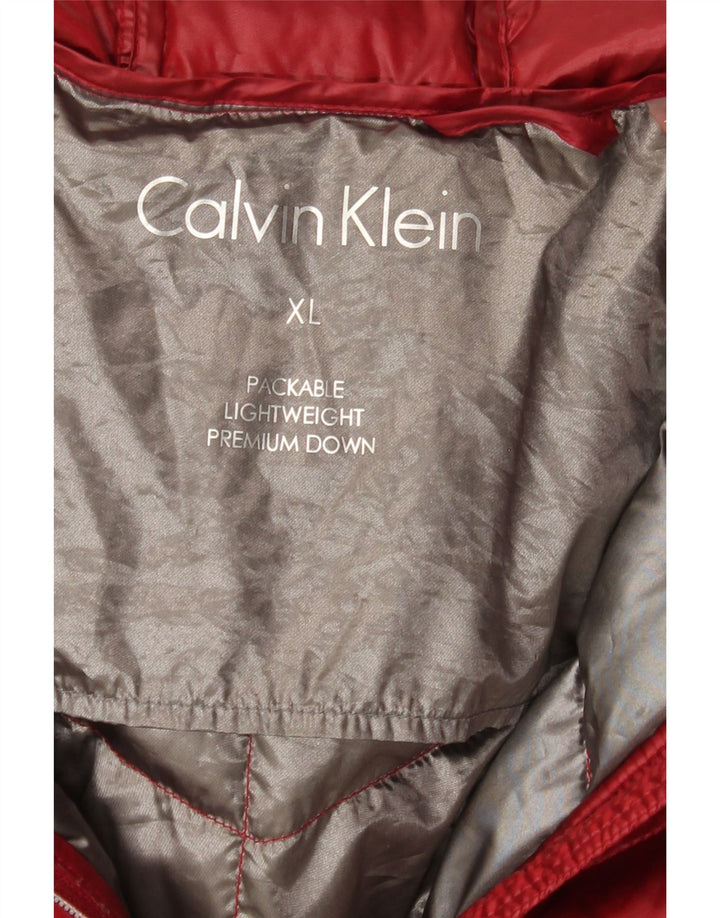 CALVIN KLEIN Womens Hooded Padded Jacket UK 18 XL Red Polyester Vintage Calvin Klein and Second-Hand Calvin Klein from Messina Hembry 