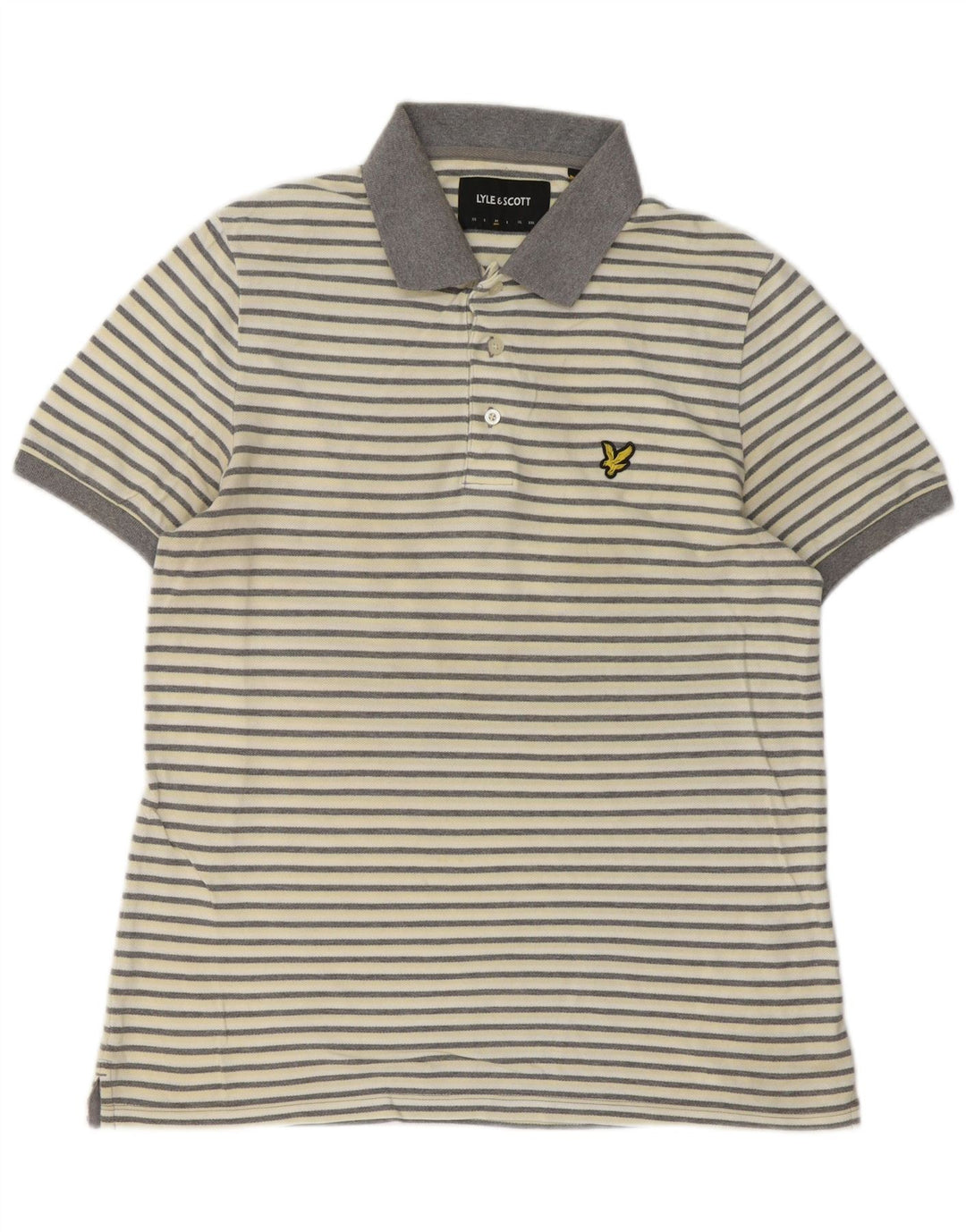 Tricou polo pentru bărbați Lyle & Scott, bumbac cu dungi alb, mediu