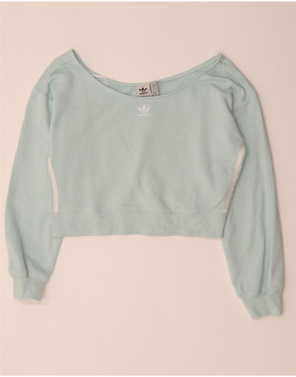 Top supradimensionat pentru femei Adidas, cu umăr deschis, UK 10, bumbac turcoaz mic