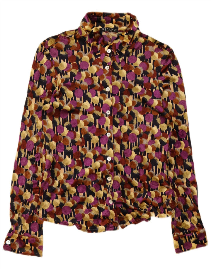 Bluză cămașă din velur pentru femei Divina UK 12 Medium Multicolore cu pete