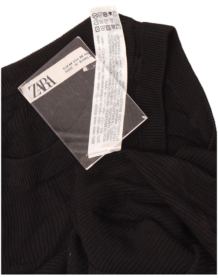 Vest Vest Top Femei Zara UK 12 Medium Black Viscose