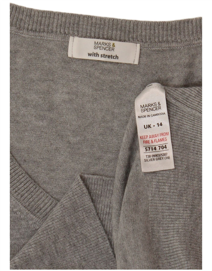 Pulover cu decolteu în V pentru femei Marks & Spencer, UK 14, gri mediu