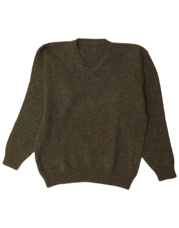 Pulover vintage pentru bărbați cu decolteu în V XL kaki