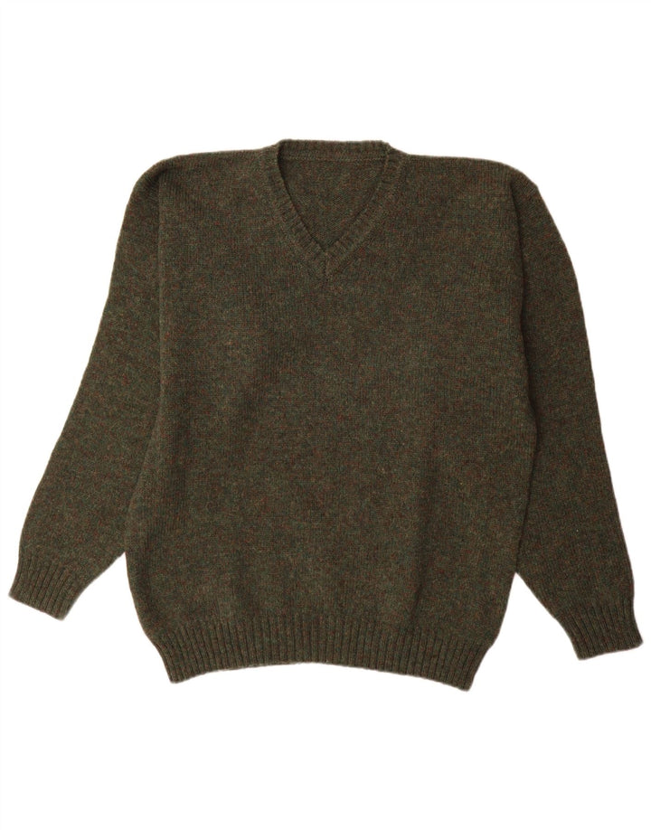 Pulover vintage pentru bărbați cu decolteu în V XL kaki
