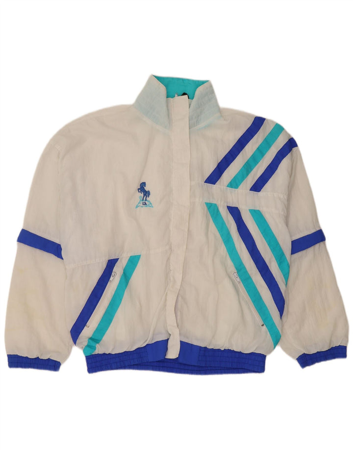 Jachetă de trening vintage pentru femei UK 14 Medium White Colorblock