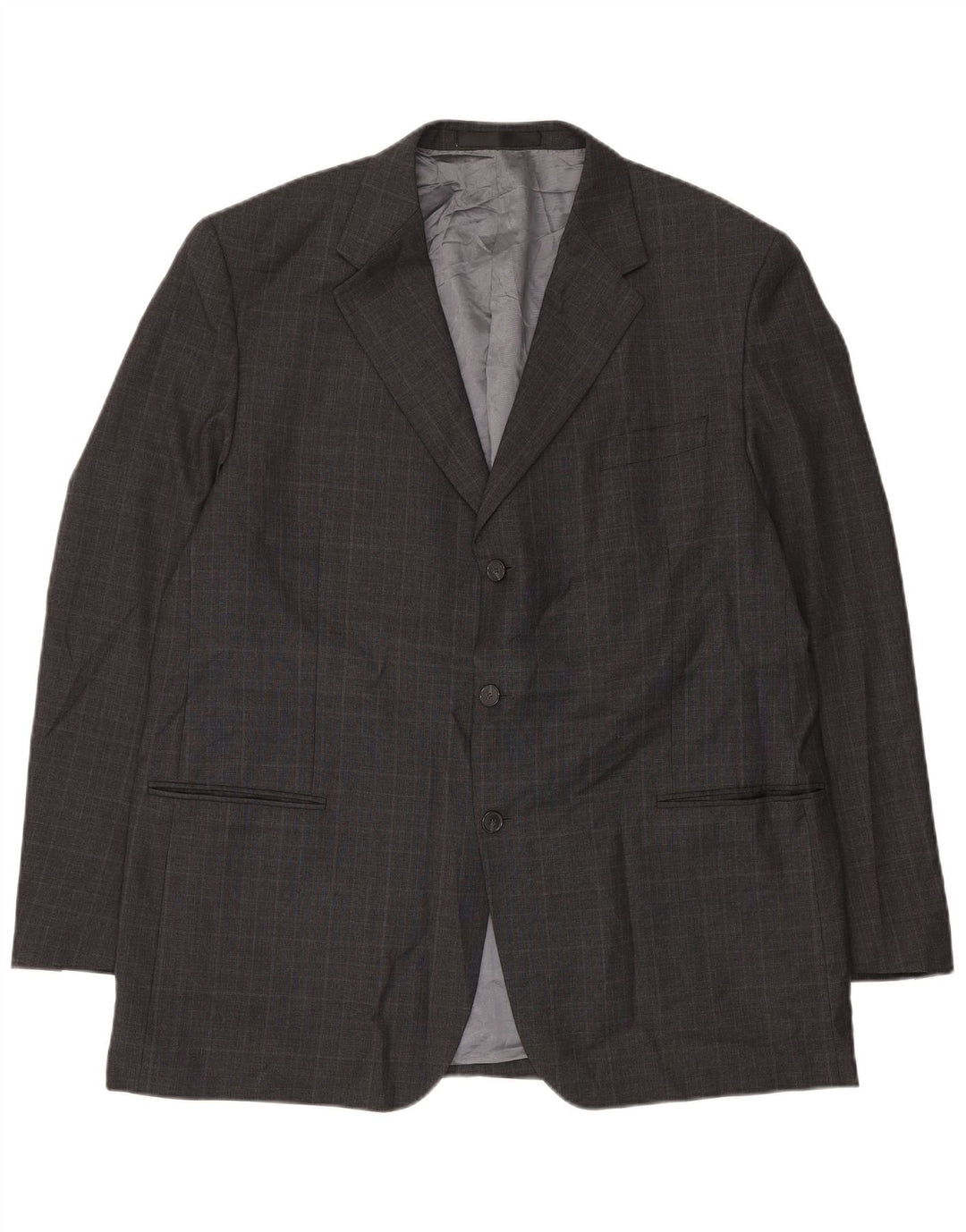 Jachetă pentru bărbați Marks & Spencer, lungă, cu 3 nasturi, UK 48 2XL, gri Check