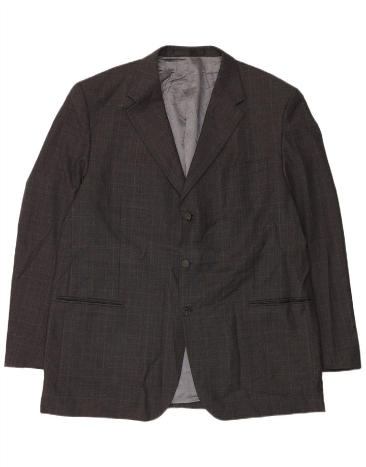 Jachetă pentru bărbați Marks & Spencer, lungă, cu 3 nasturi, UK 48 2XL, gri Check