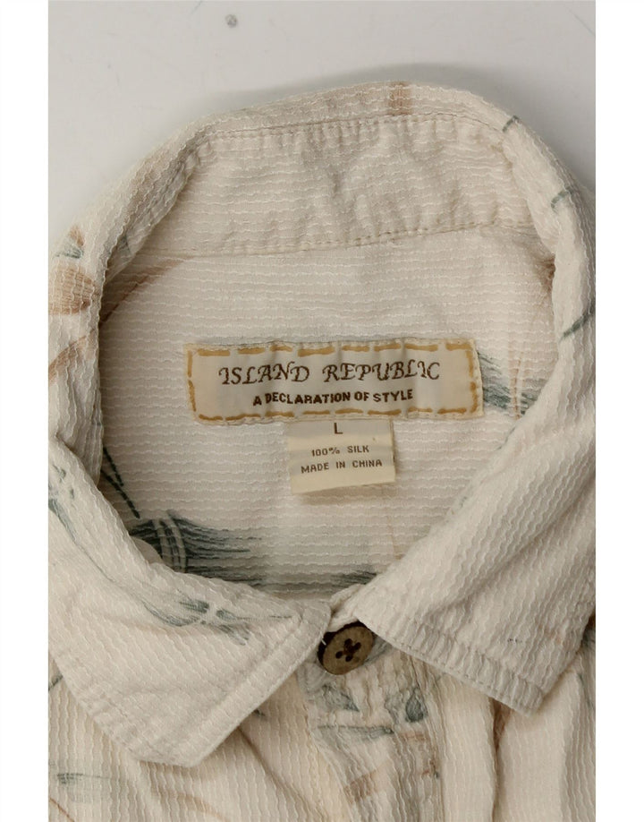 ISLAND REPUBLIC Cămașă cu mânecă scurtă pentru bărbați, mare, din mătase florală