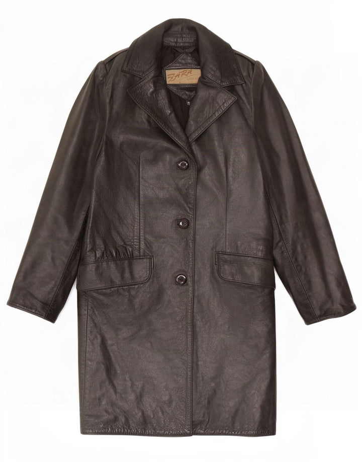 Palton din piele vintage pentru femei UK 12 Medium Black
