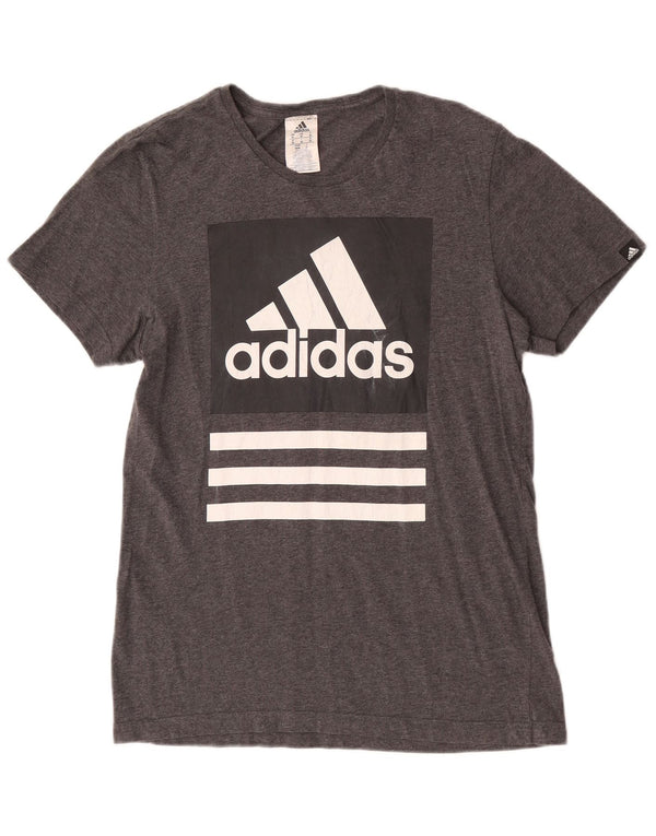 Tricou grafic pentru bărbați Adidas Top Mediu Gri, bumbac cu pete