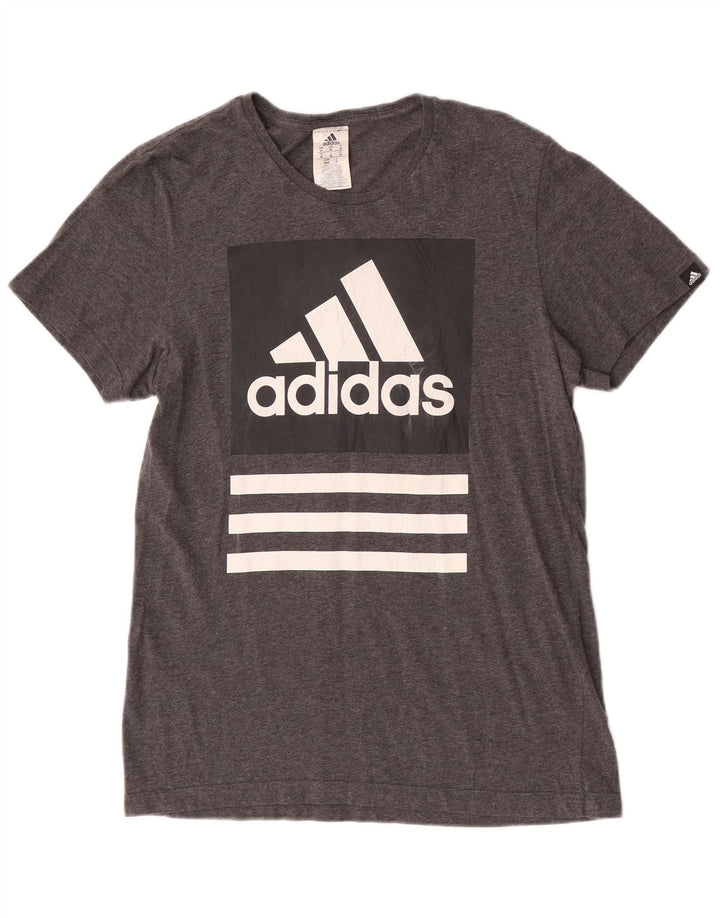 Tricou grafic pentru bărbați Adidas Top Mediu Gri, bumbac cu pete