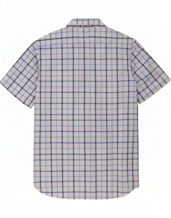 Cămașă cu mânecă scurtă Tommy Hilfiger pentru bărbați, bumbac cu carouri alb mediu