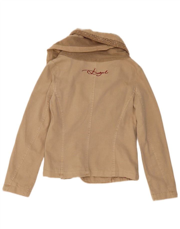 Jachetă Bomber Crop Desigual pentru femei EU 36, bumbac color bloc, bej mic