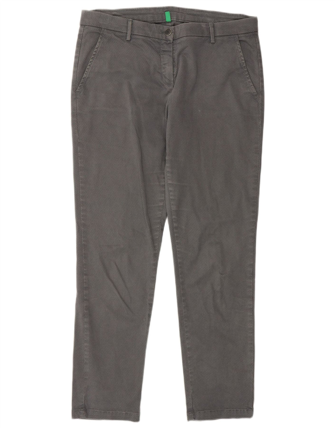 Pantaloni chino subțiri pentru femei BENETTON UK 12 Medium W32 L28 Gri pete