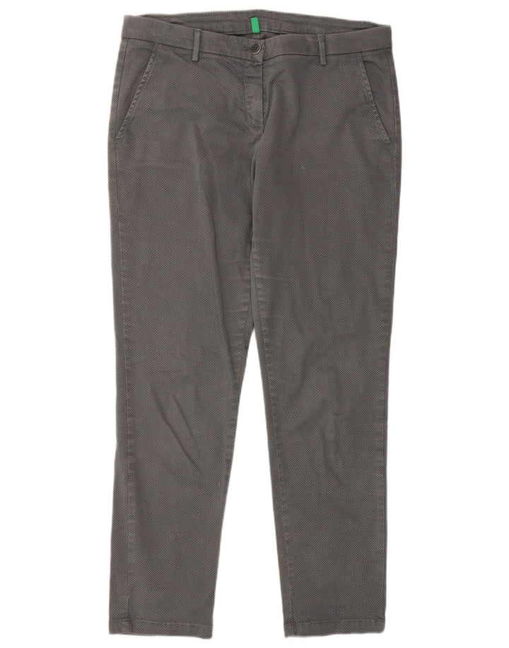 Pantaloni chino subțiri pentru femei BENETTON UK 12 Medium W32 L28 Gri pete