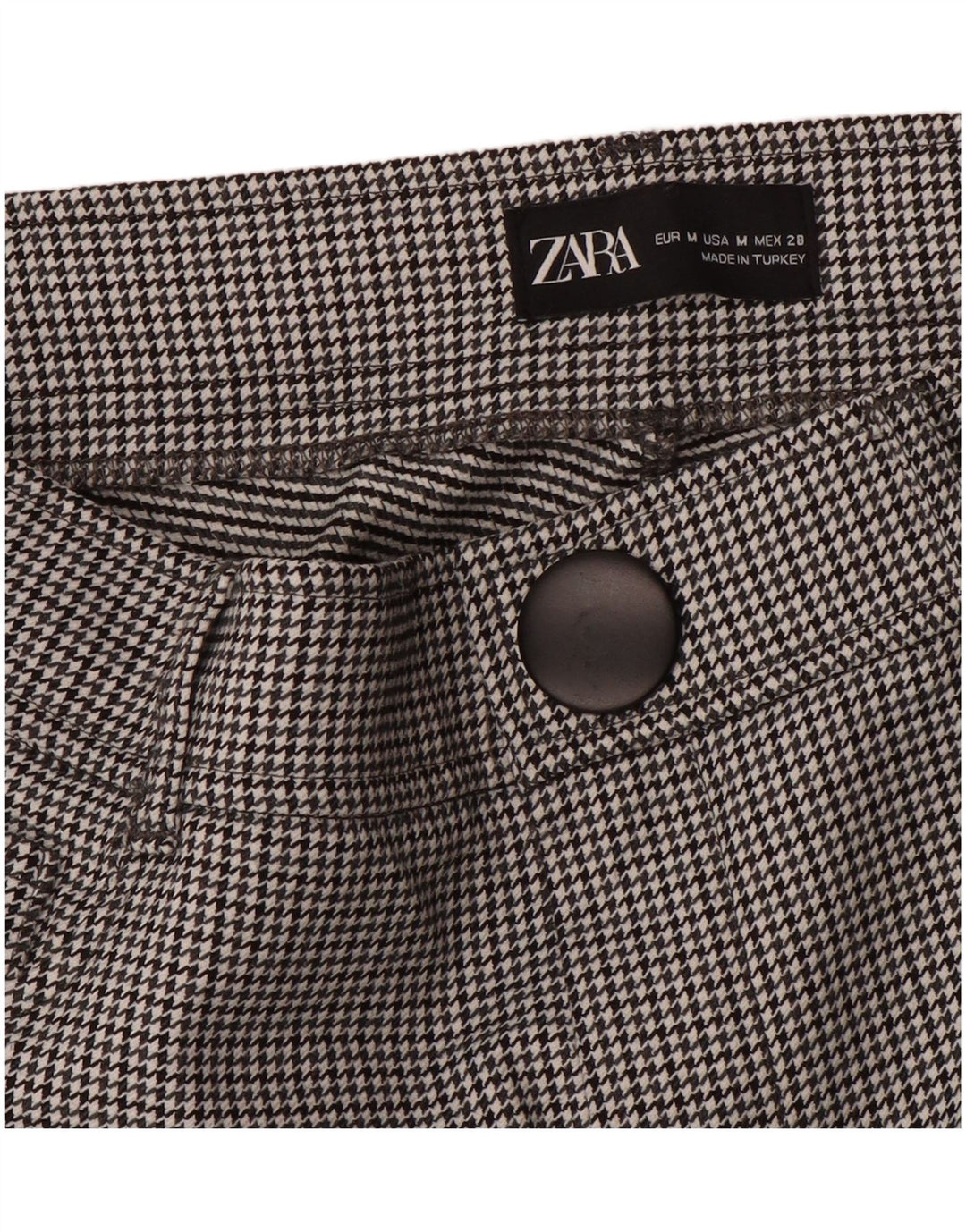 Pantaloni casual slim pentru femei Zara Mediu L28 L27 Negru Houndstooth