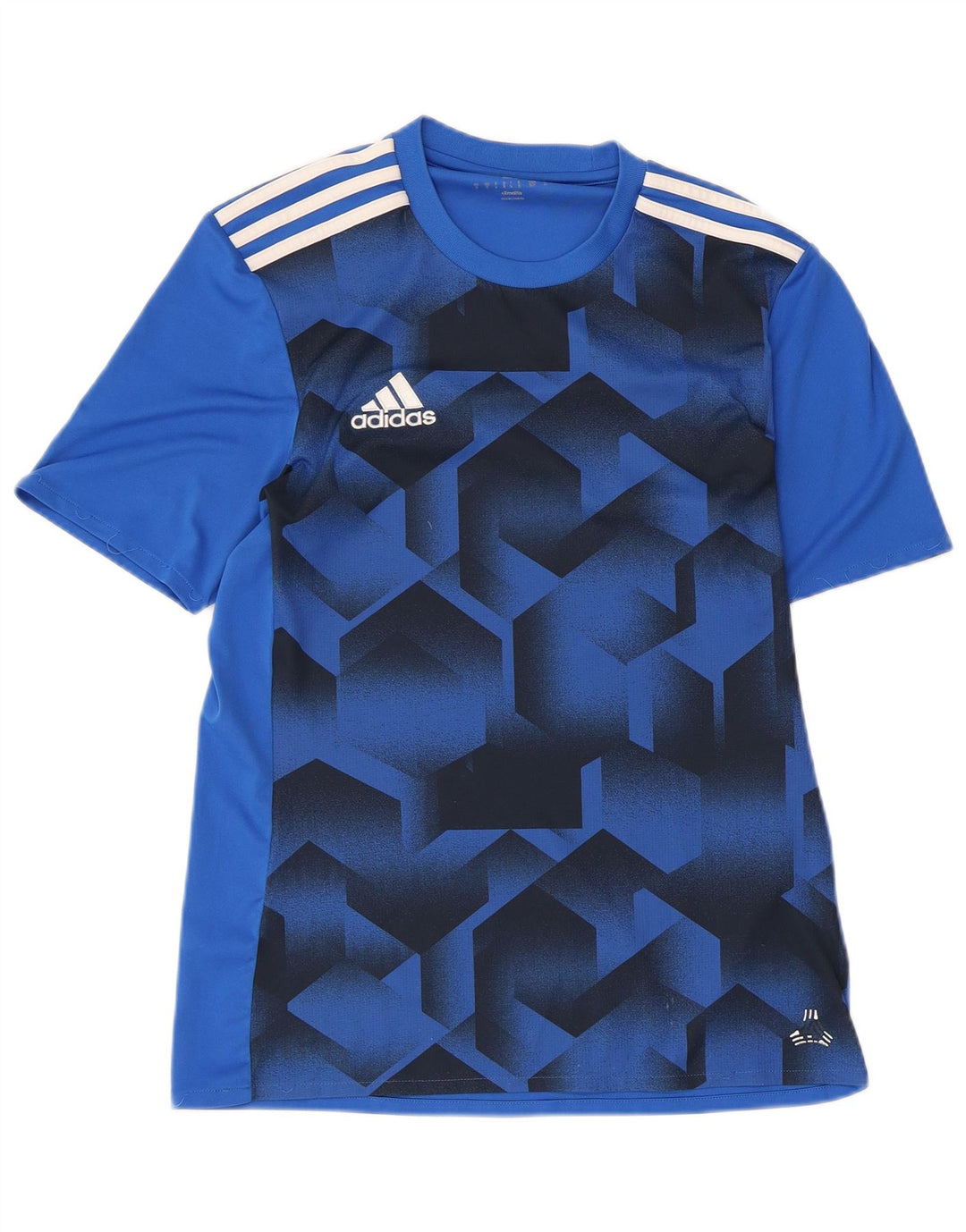 Tricou cu grafic Climalite Adidas pentru bărbați Top mic, albastru, poliester geometric