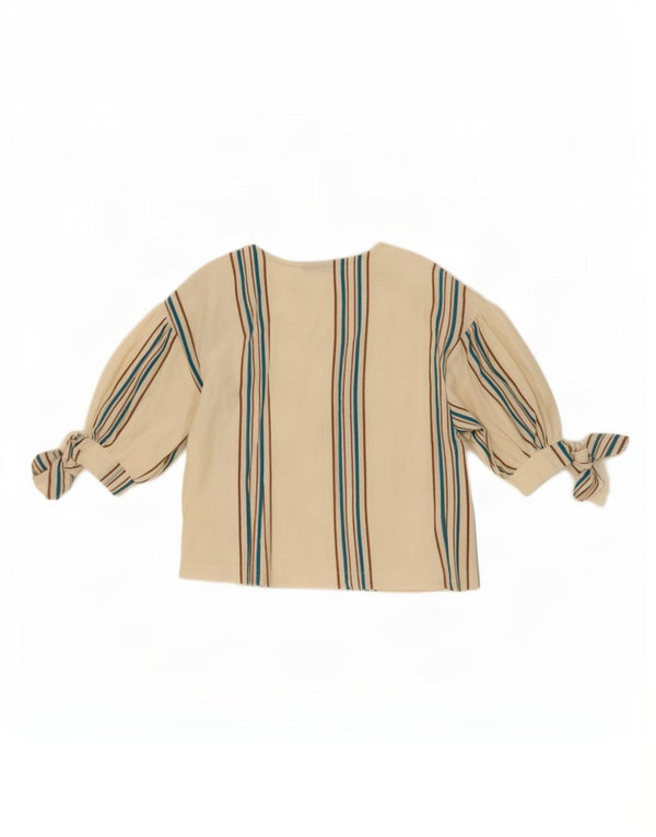 Bluză Crop Top Femei Zara UK 10 Bumbac cu dungi albe mici