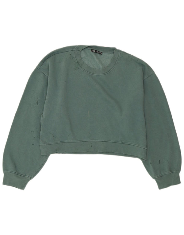Pulover pentru damă ZARA Crop Pulover UK 14 Medium Green