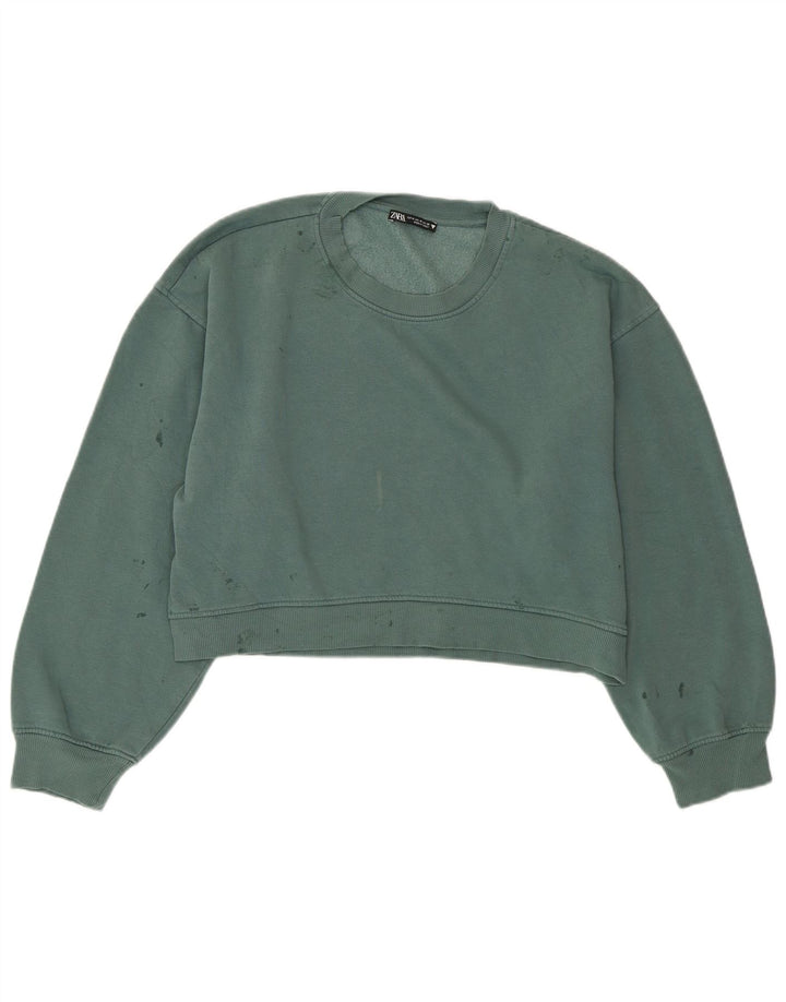Pulover pentru damă ZARA Crop Pulover UK 14 Medium Green