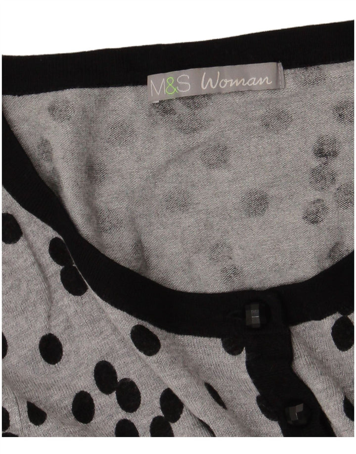 Pulover cardigan pentru femei Marks & Spencer UK 10 mici, gri cu buline