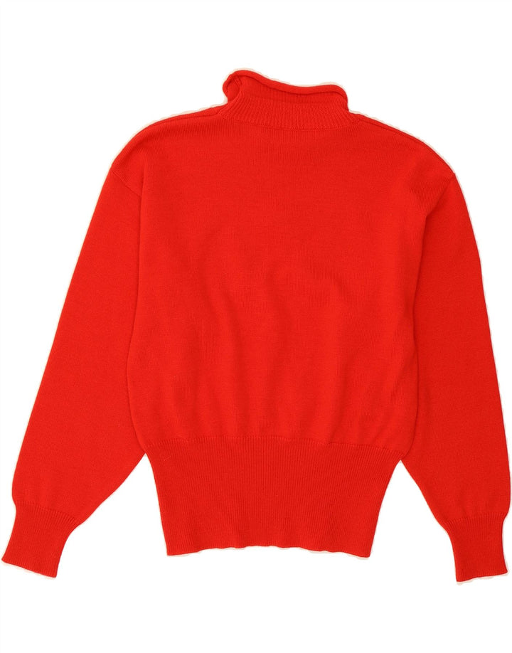 VINTAGE Womens Roll Neck Jumper Sweater UK 12 Medium Red Vintage Vintage and Second-Hand Vintage from Messina Hembry 