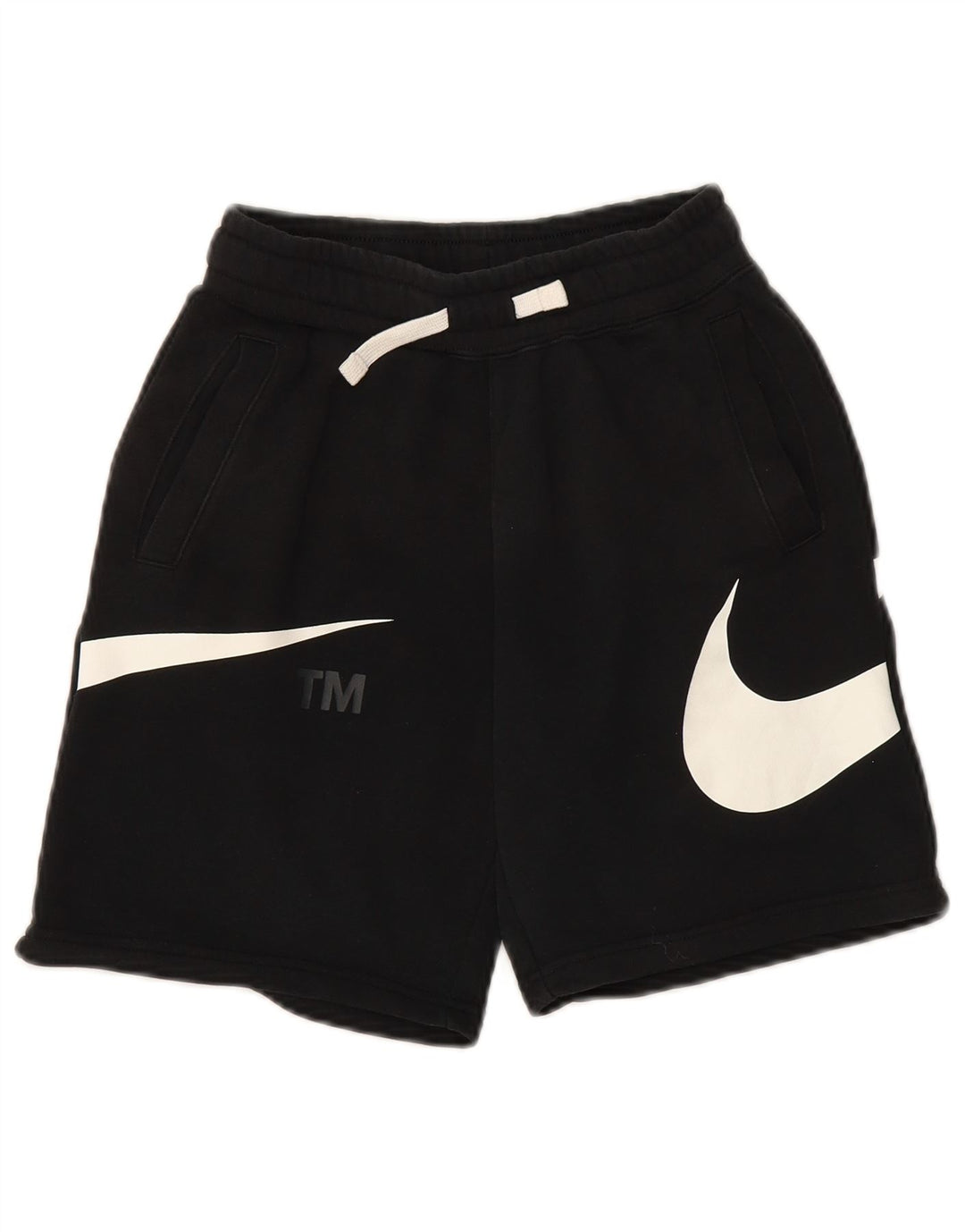 Pantaloni scurți sport grafic NIKE pentru băieți 10-11 ani, bumbac mediu negru