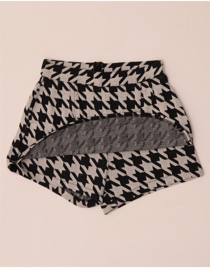 Pantaloni scurți casual Trafaluc pentru femei Zara Mici W26 Black Houndstooth