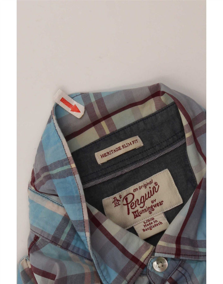 Cămașă pentru bărbați Penguin Heritage Slim Fit, mare, albastru, din bumbac