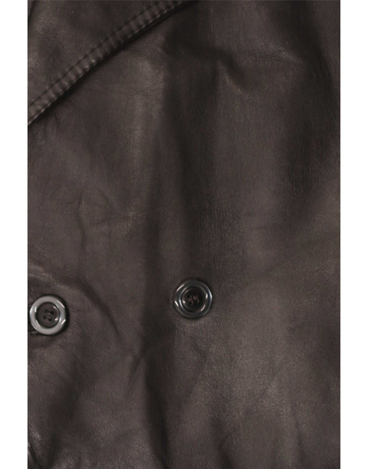 Palton din piele dublu pentru bărbați vintage UK 38 mediu negru